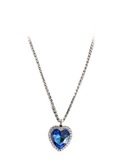 Glass Rhinestone Heart Pendant Necklace For Women For Daily Decoration