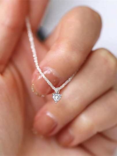 Sparkling Luxury Love Heart Shape Zirconia Necklace For Women