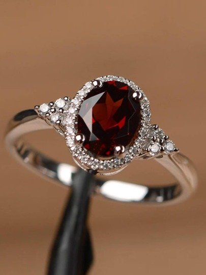 Red Cubic Zirconia Ring Fashionable Engagement Jewelry