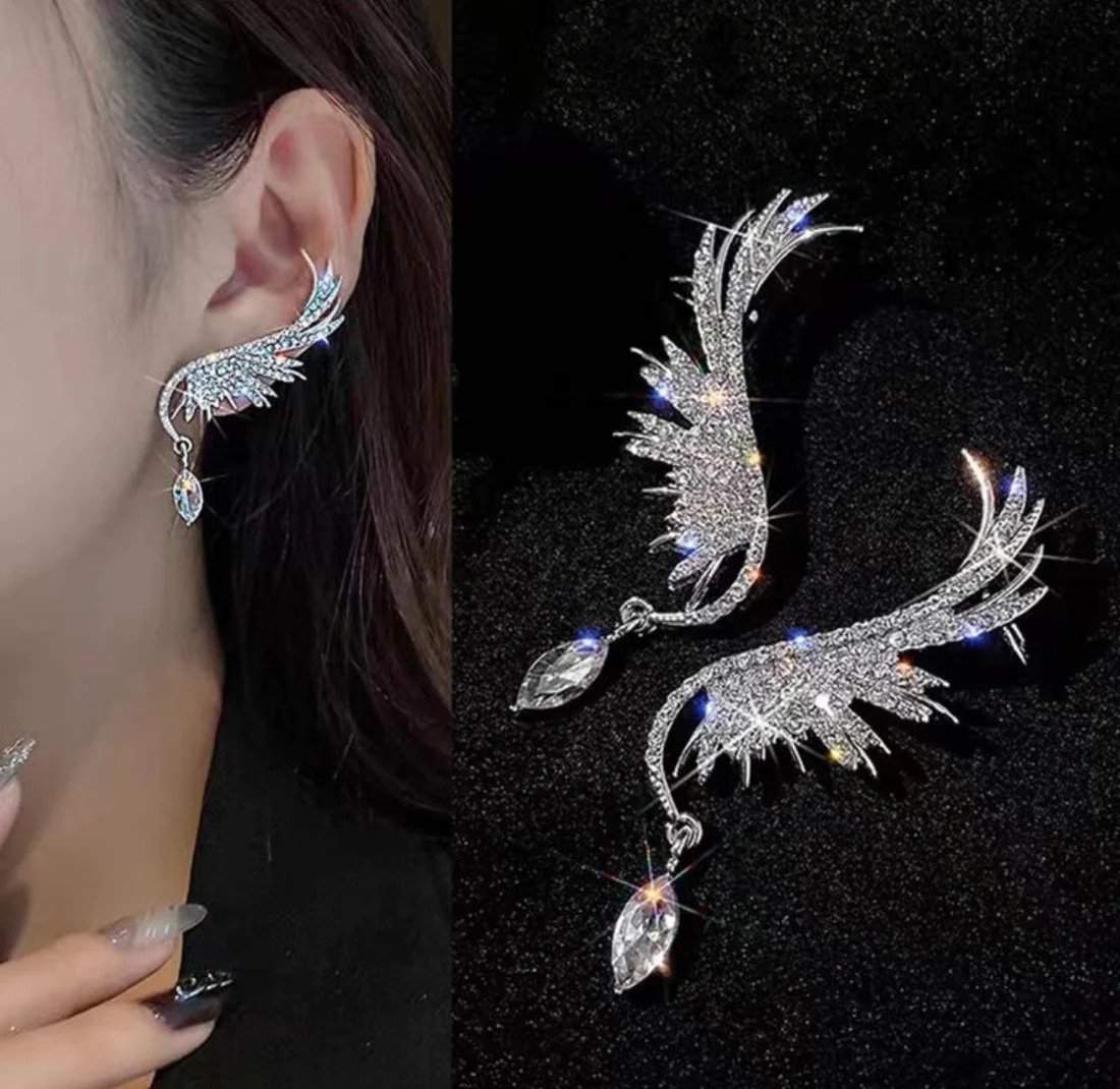 1pair Personalized Wing Shaped Ear Cuff; Stud Earrings 2 Way Design